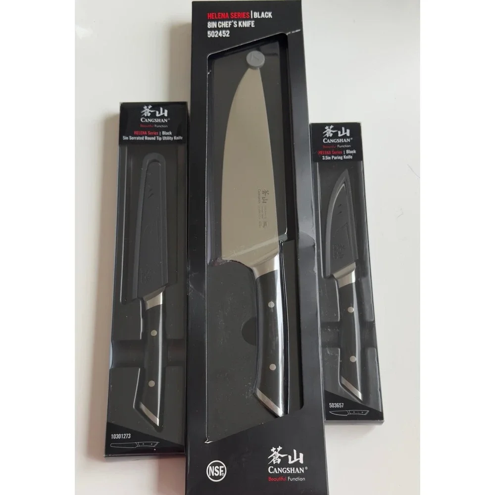 Cangshan Helena 3 pc Knife Set NIB Retail $137 - Utility, Chef's, Paring Knives